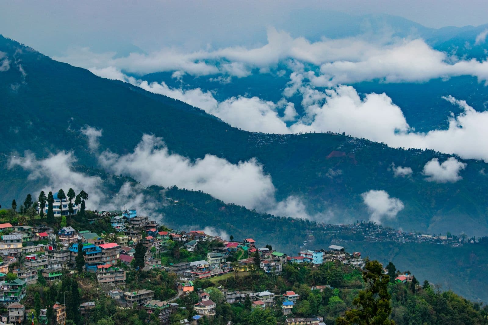 Darjeeling town and tea hills